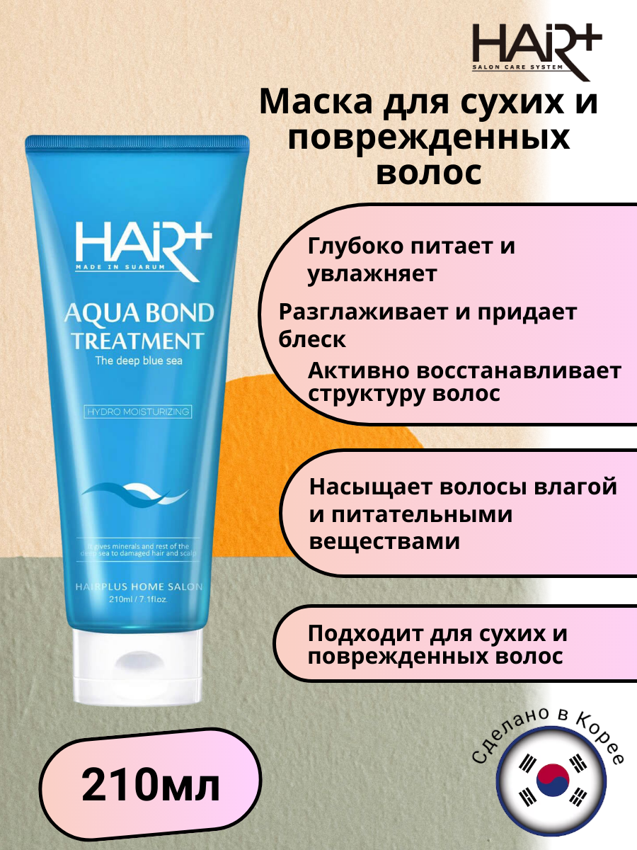 Увлажняющая маска для волос с морской водой и лактобактериями Aqua Bond Treatment, 210мл