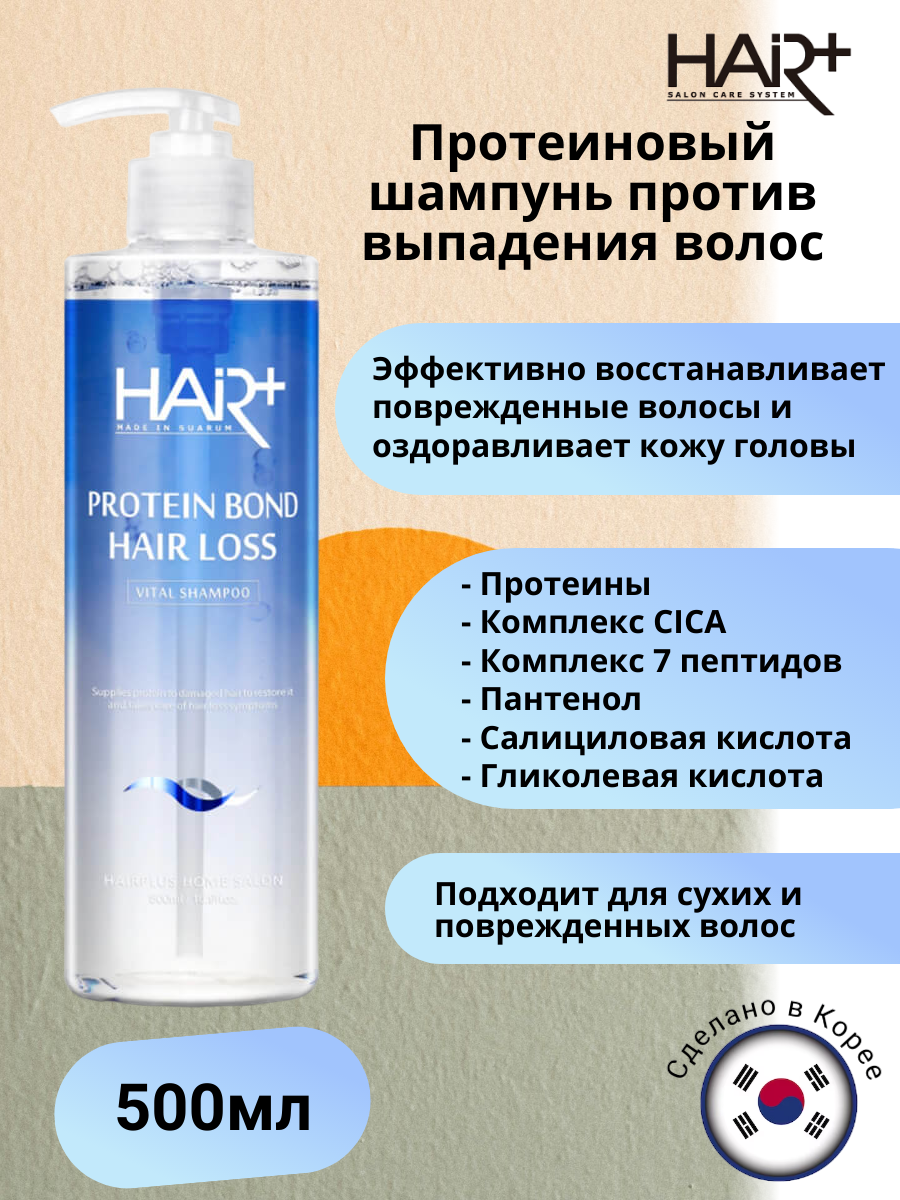 Протеиновый шампунь против выпадения волос Protein Bond Hair Loss Vital Shampoo, 500мл